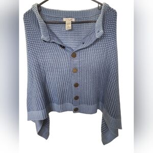 Simply Noelle Light Blue Waffle Knit Button-Front Poncho